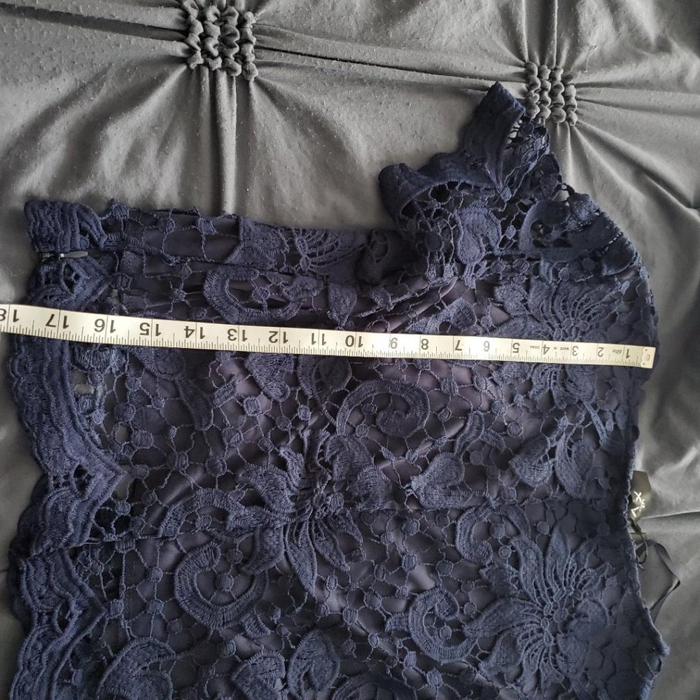 AX Paris Women's short sleeve crochet 2 piece navy dress - Picture 9 of 10